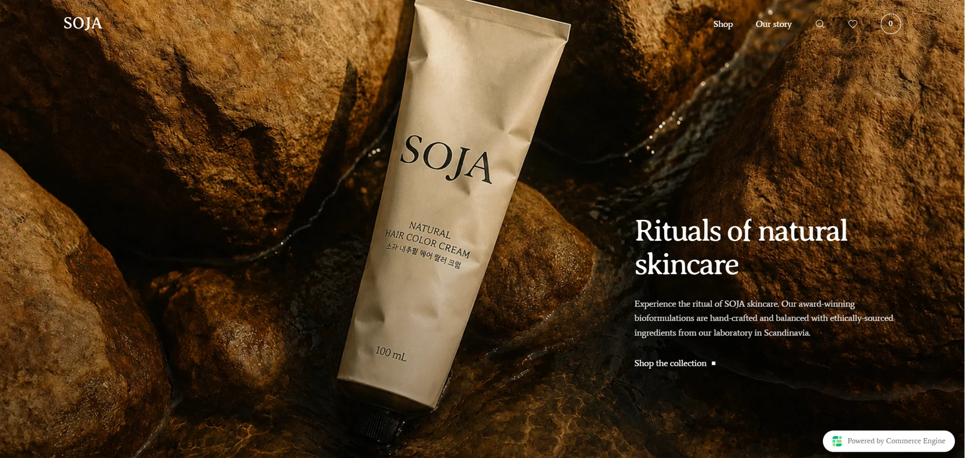 SOJA storefront preview — A refined beauty storefront designed for skincare, cosmetics, and ritual-led product storytelling.